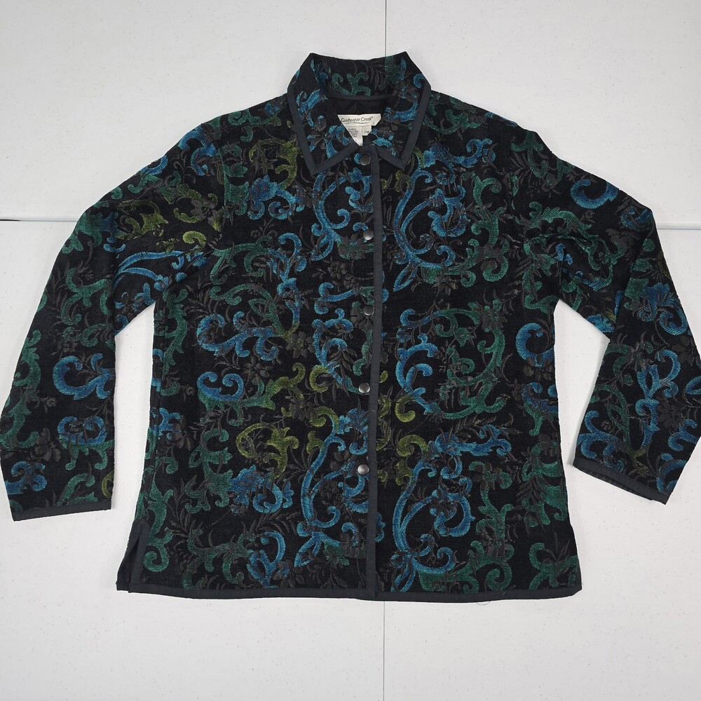 VTG 90s Coldwater Creek Petite M Tapestry Reversible Art-to-Wear Mandarin Jacket